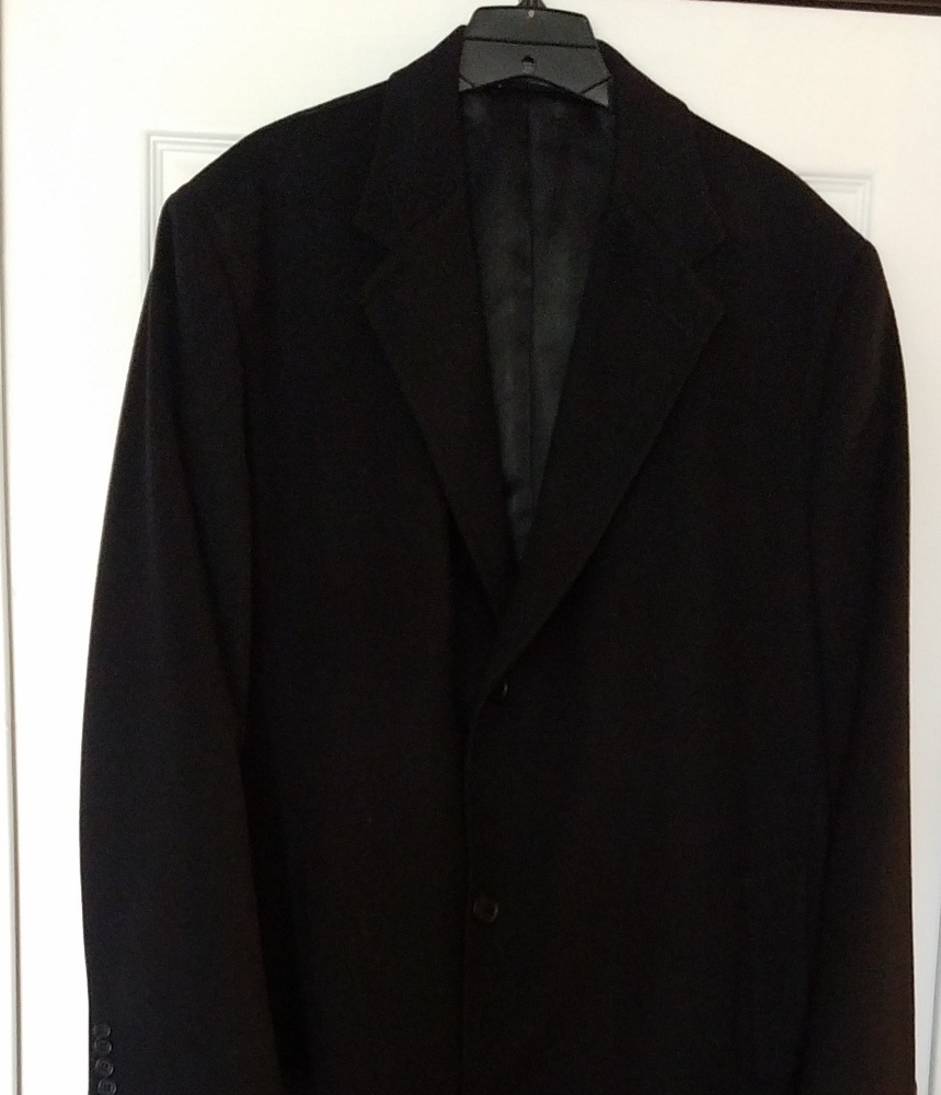 Hart Schaffner Marx 100% Wool Long Black Coat 44L